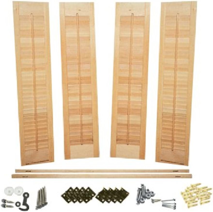 Interior Shutter Kit, 1 1/4" Louvers, Unfinished Wood-Traditional Style (Unfinished Wood(Paint Grade), 48" W x 40" H)