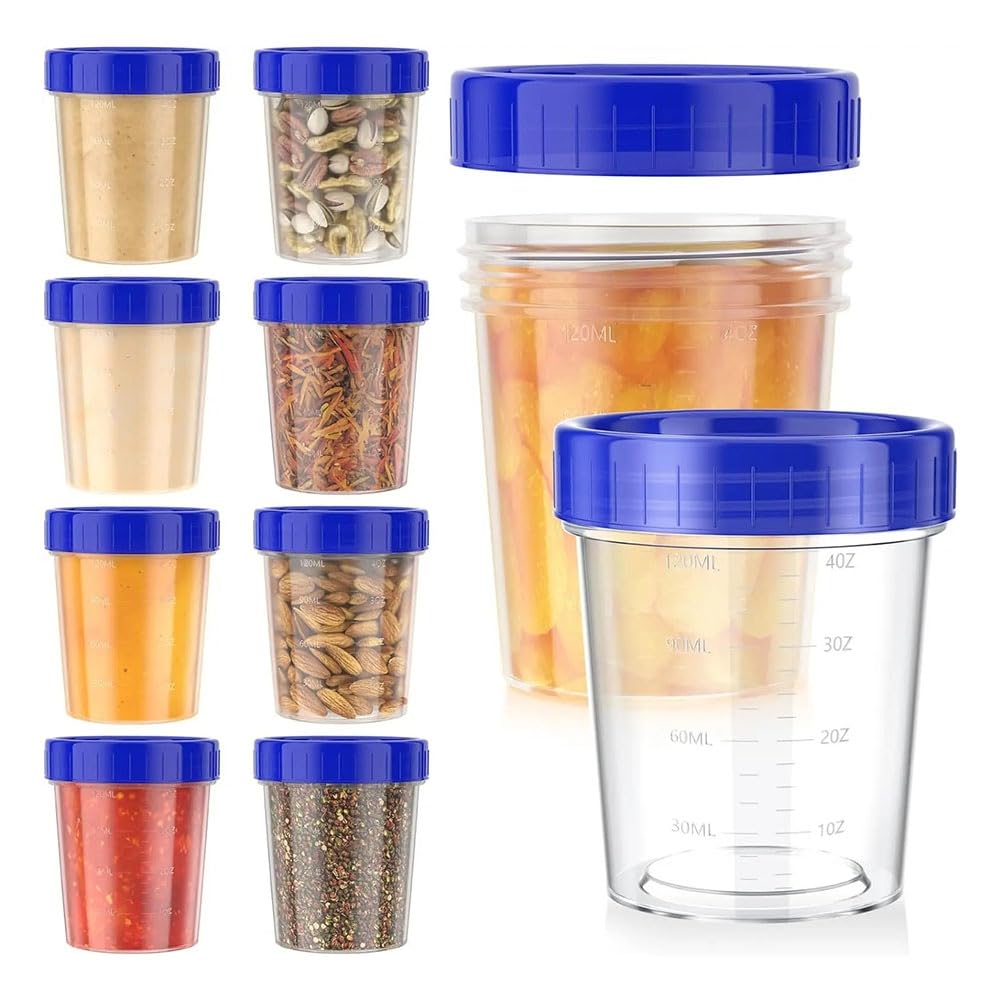 CTRLZS 10 Pack 4oz Salad Dressing Container to Go,Small Containers with Lids Leakproof Condiment Containers Reusable Dip Sauce