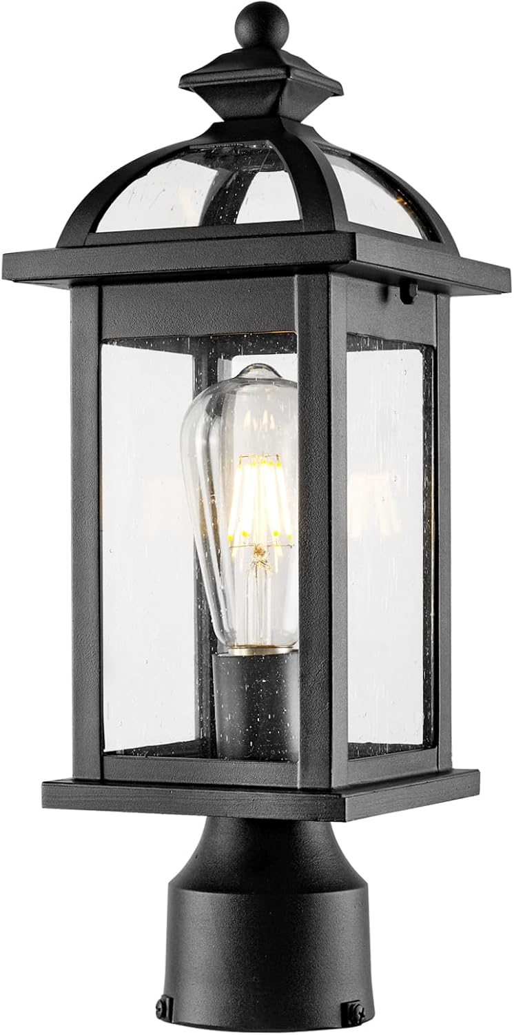 Darkaway Outdoor Post Lights Lamp Posts Outdoor Lighting, Waterproof Aluminum Post Lights Exterior Light Fixtures with Glass,Fence Pole Lights for Yard Patio Garage