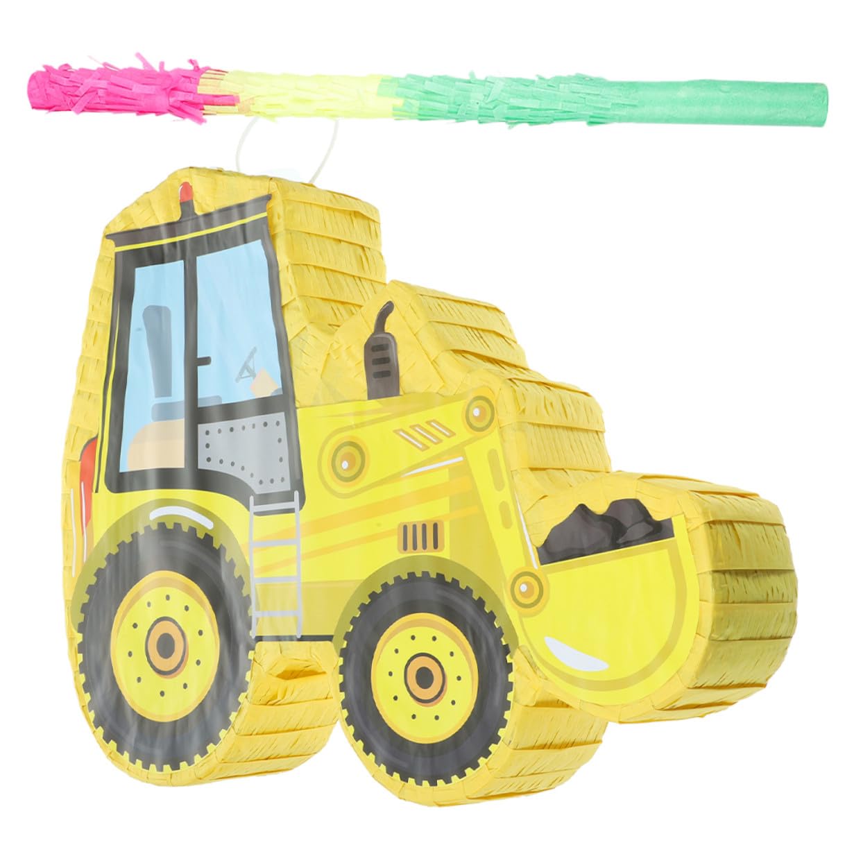TOYANDONA Piñata de Papel Excavadora para Fiesta Infantil, Color Amarillo, 2 Piezas (piñata Palo para Golpear), Accesorio de Juego Adecuado para Cumpleaños y Eventos Temáticos