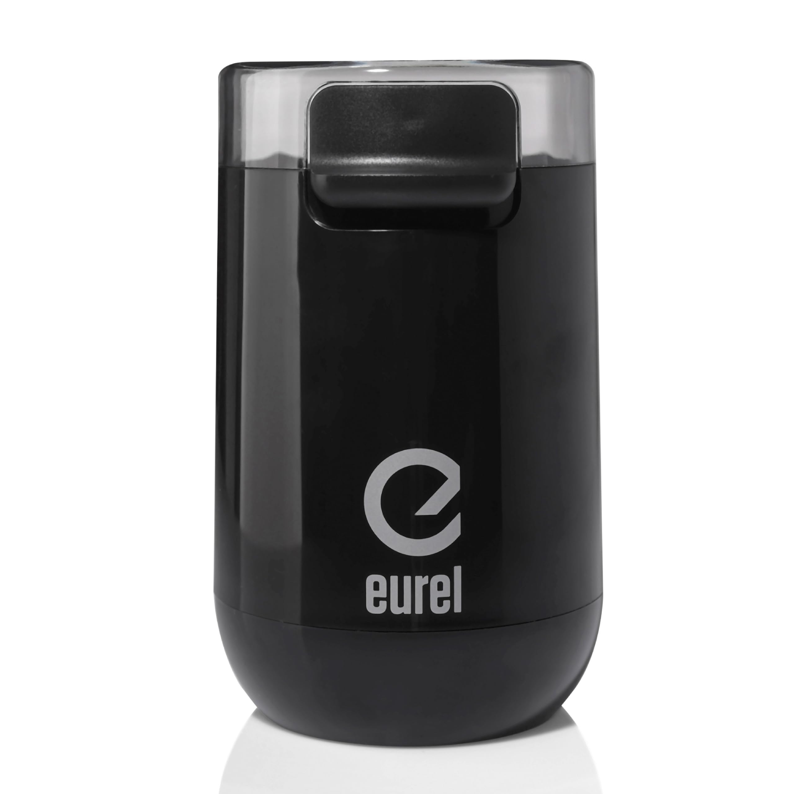 EUREL KMA Elektrische Kaffeemühle Schwarz – Coffee Grinder mit Edelstahl Mahlbehälter & Messer, Variable Mahlgrade, Kompaktes Design – 45g Kapazität