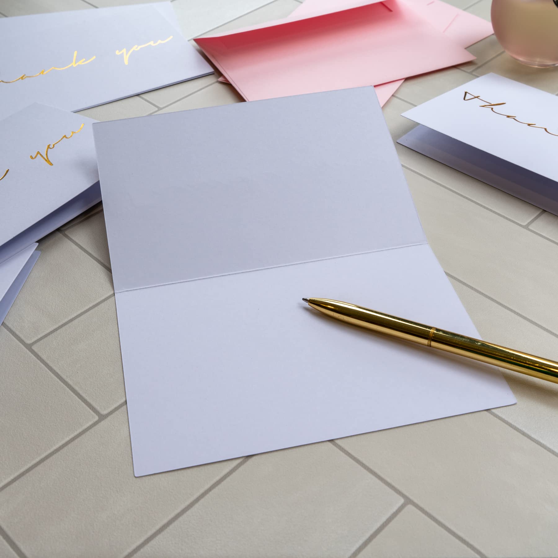 SLAPAFLIFE Biglietti Di Ringraziamento Con Buste, Confezione Da 20, 10x15 Cm, Rosa Polveroso Con Stampa In Lamina Oro, Per Matrimoni E Baby Shower - 3