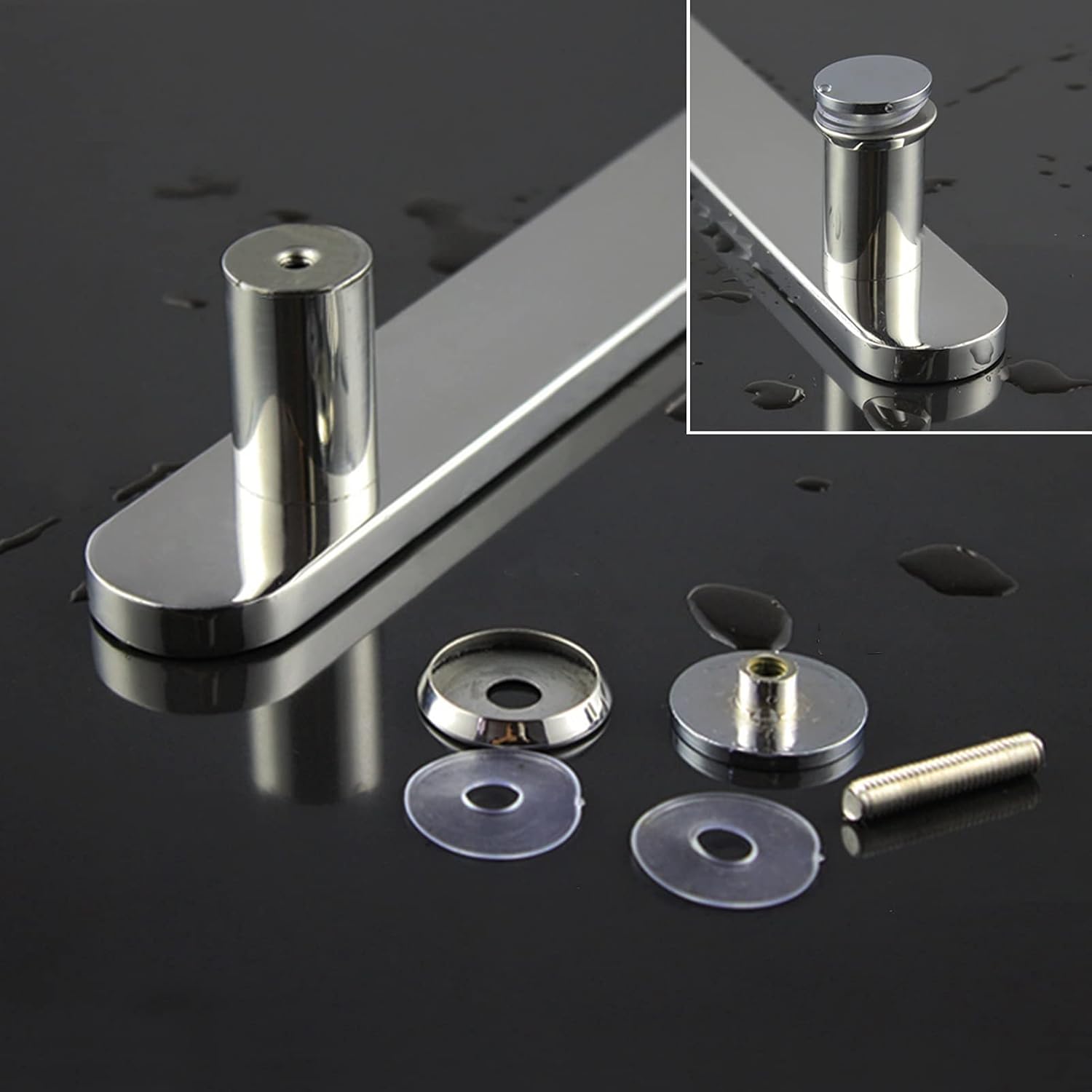 Pull Push Door Handles,Sliding Door Handle,SUS304 Stainless Steel Polished Chrome Finish Hole to Hole 300mm/400mm/440mm/500mm (Size : 300mm) (Size : 400mm)