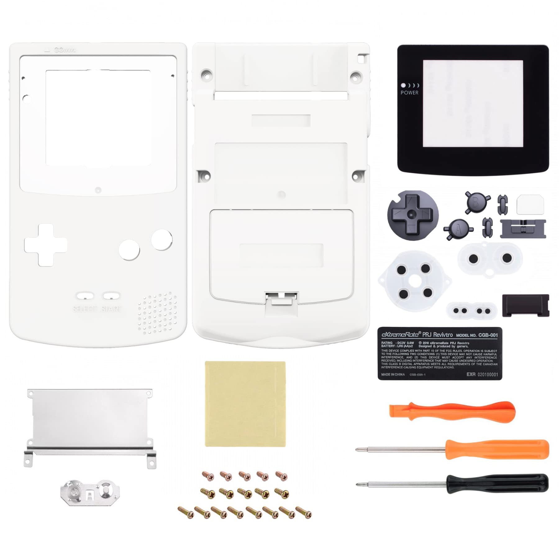 eXtremeRate Cover Custodia Tasti Scocca Pulsanti Shell Ricambio per Gameboy Color Console,Compatibile con GBC OSD IPS&Regular IPS&Standard LCD,Non Include Console&Schermo-Bianco