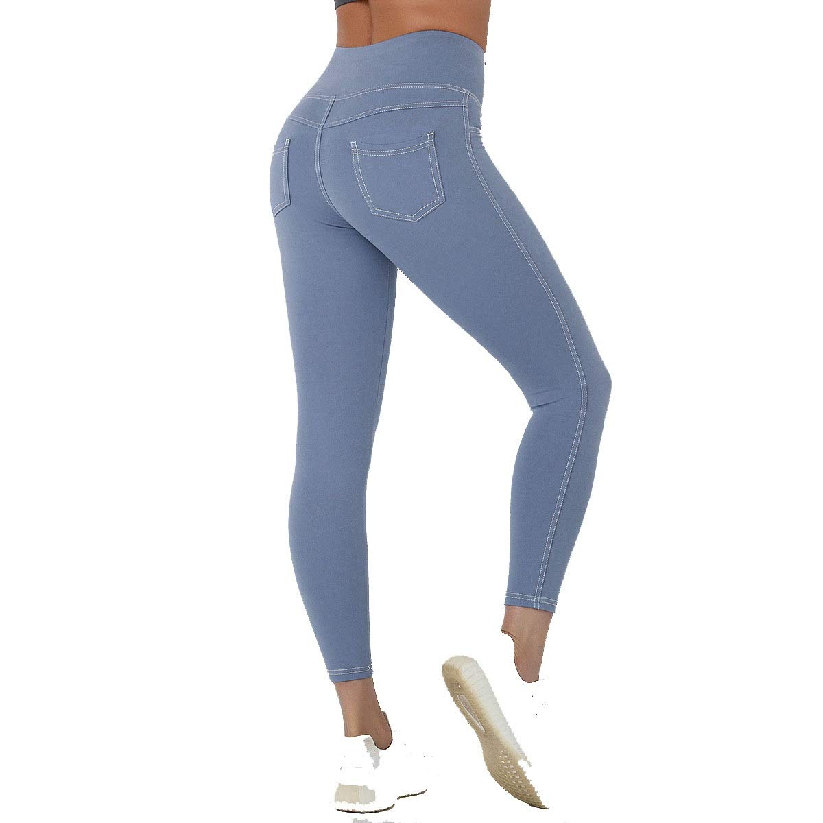 Damskie legginsy do jogi, na fitness, Damska wysoka talia nagi uczucie skinny spodnie do jogi z kieszeniami, panie tyłek windy Legginsy treningowe Tryby fitness Spodnie rozciągliwe sportowe legginsy d