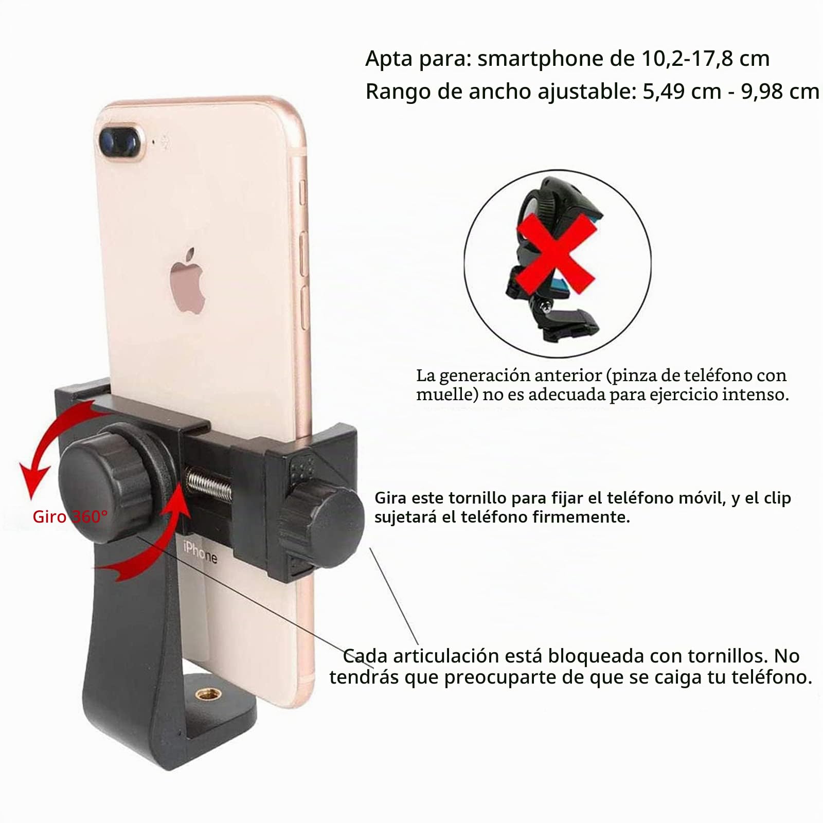 PellKing Soporte para teléfono móvil con arnés de Montaje en el Pecho, Correa para teléfono Celular, Clip para cámara de acción POV para Samsung iPhone Plus, etc