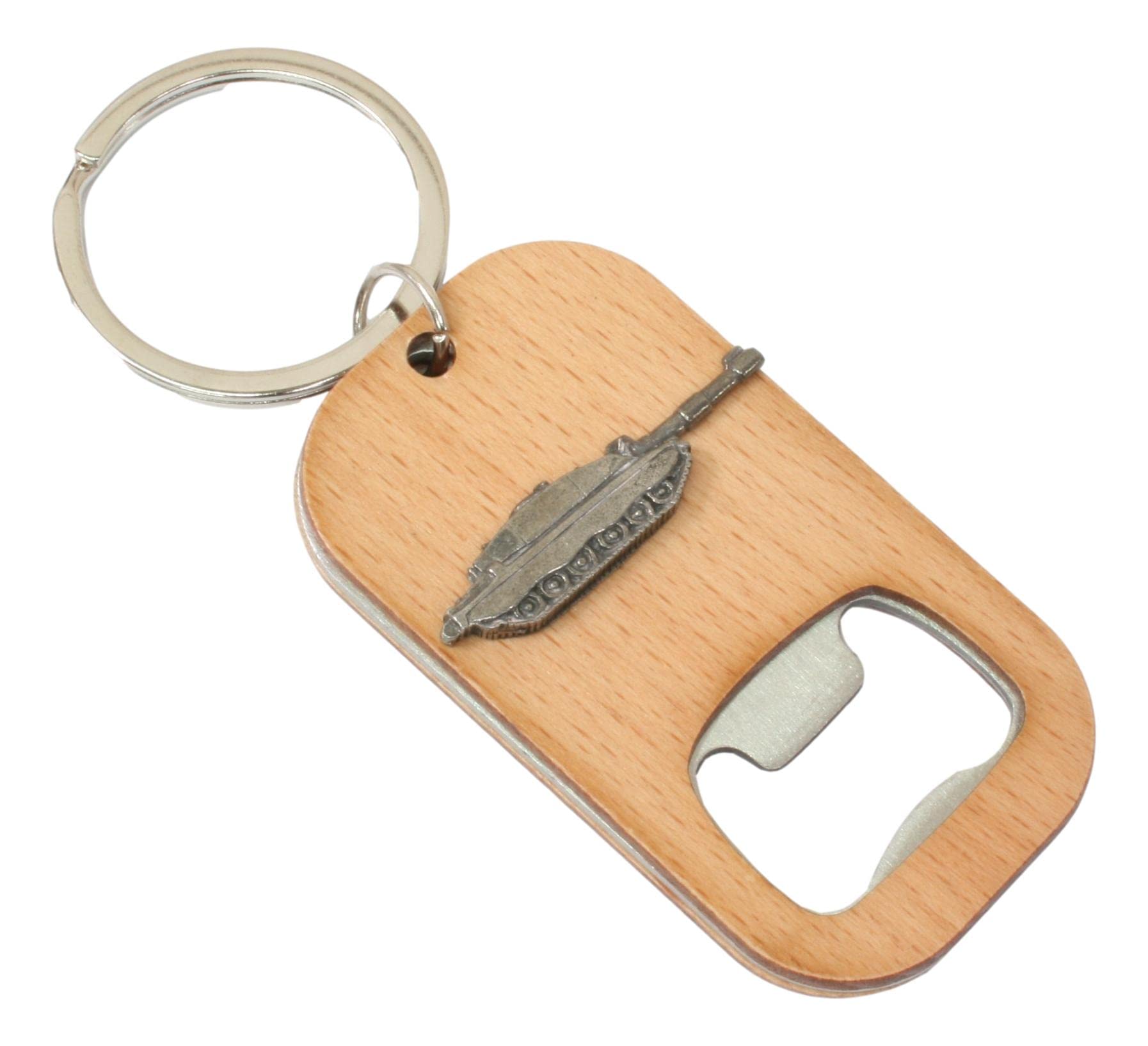 Challenger Tank Keyring Bottle Opener Wooden Stainless Steel Key Chain Gift 563