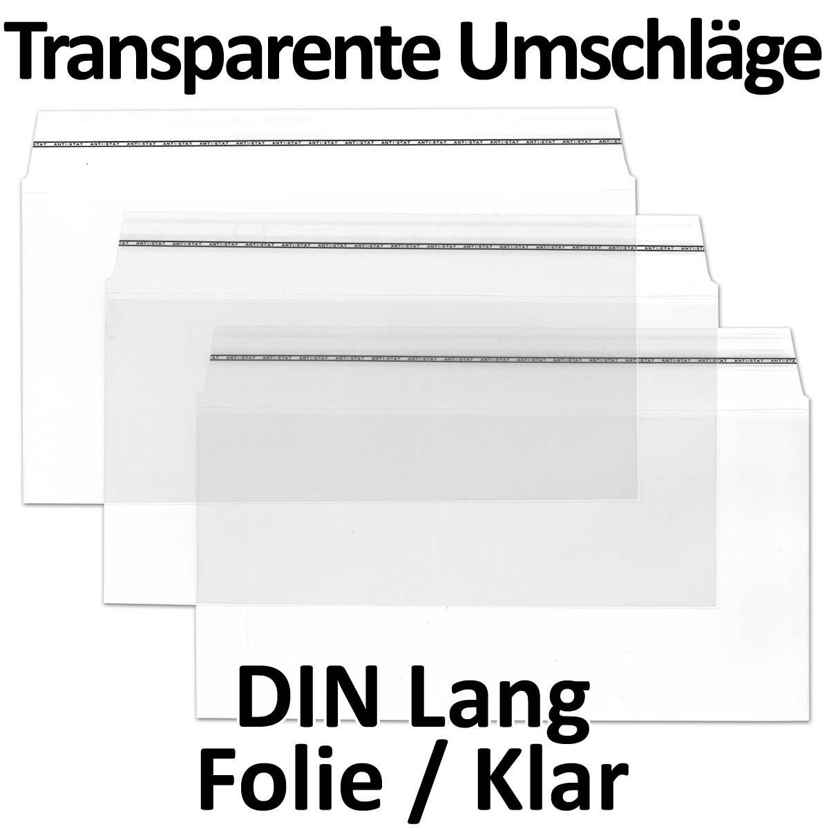 Durchsichtige Briefumschläge in DIN LANG - 500 Stück - Haftklebung - glasklare Post-Umschläge aus Transparentfolie - 11,0 x 22,0 cm - ideal für Werbung, Einladungen und Präsente - von GUSTAV NEUSER