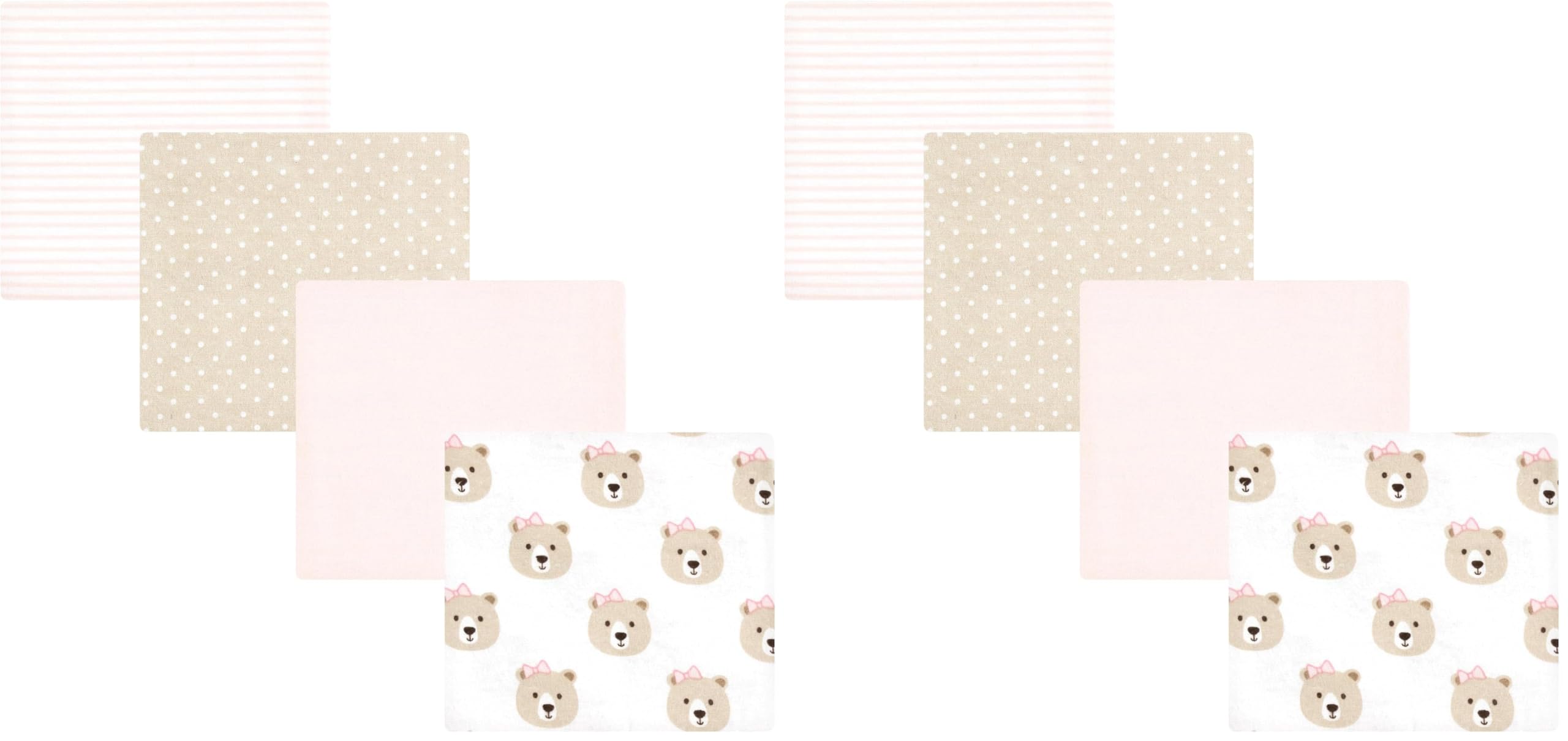 Hudson Baby Unisex Baby Cotton Flannel Receiving Blankets, Pink Taupe Bear, One Size (Pack of 2)