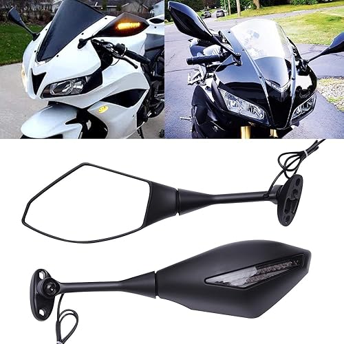 Miniatura 8 de Motocicleta LED señal de giro retrovisor espejos para 2011 2013 Honda CBR250R CBR 600 RR (negro mate+lente ahumada)