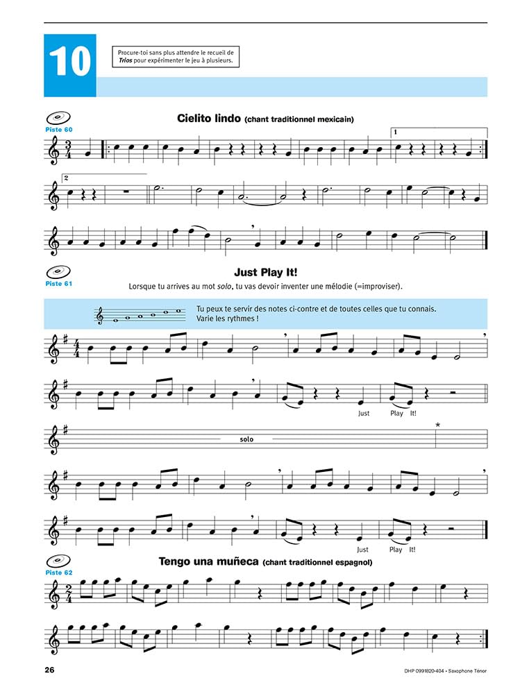 Écouter, lire & jouer 1 Saxophone Ténor. Comprend Enregistrement(s) en ligne