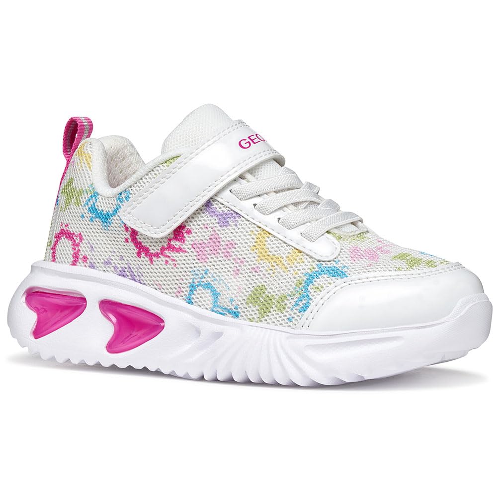 Geox J Assister Girl B Trainers, White/Multicolour, 33 EU