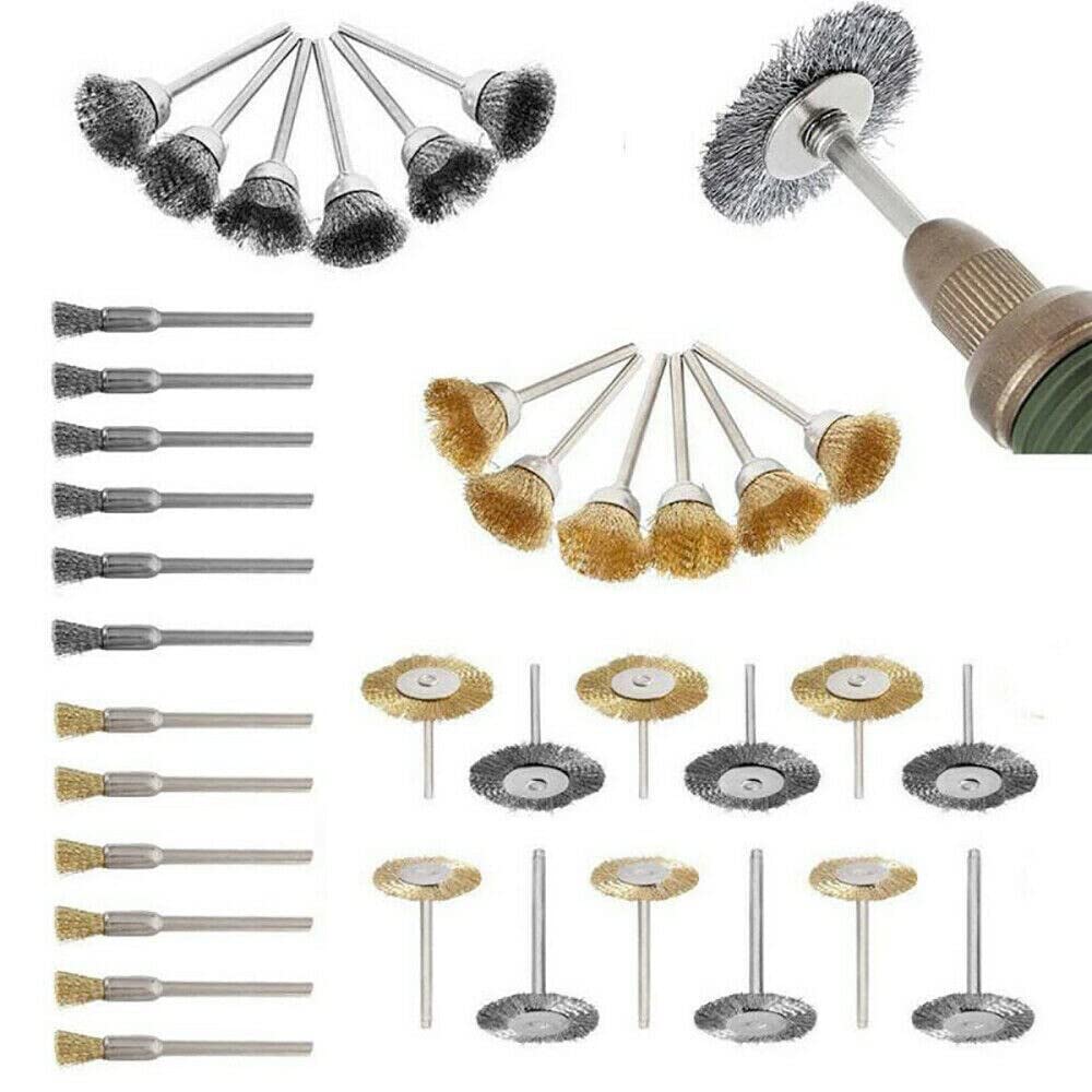 Szczotka druciana T-Shaped Brass Wire Brushes, for Drills Set,47pcs Rotary Steel Polishing Cup Tool Removal Cleaning Tools Accessories