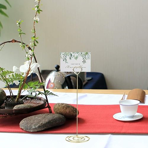 Miniatura 3 de 10 unidades de 8.6 pulgadas de alto, soporte para tarjetas de mesa, soporte para números de mesa, soportes de números de mesa con forma de corazón,