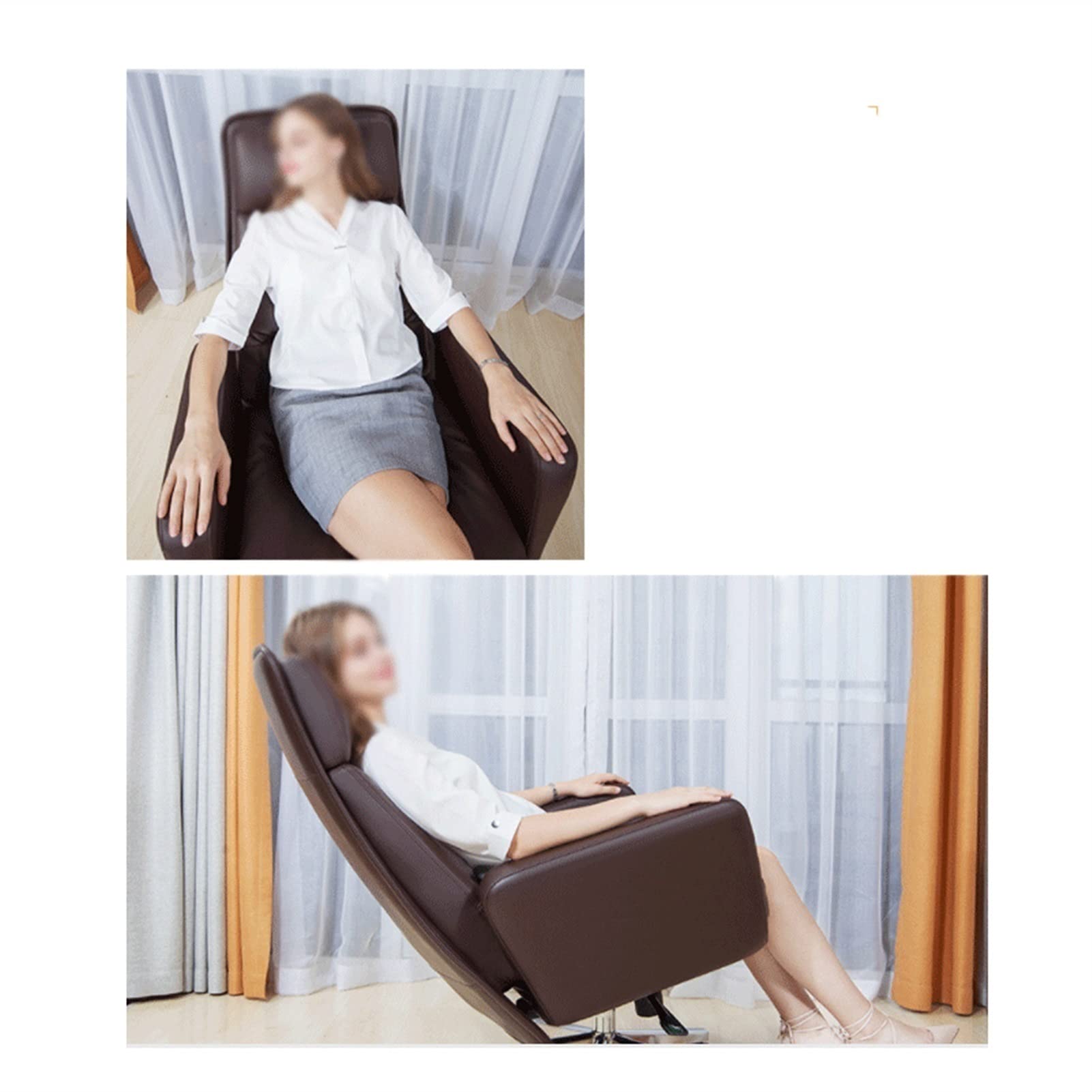 Krzesło biurowe Executive Krzesła biurowe, Krzesło do gier komputerowych, Ergonomiczne krzesło Boss z podnóżkiem, 7-punktowe krzesło ze skóry bydlęcej z masażem, brązowe Warm as ever