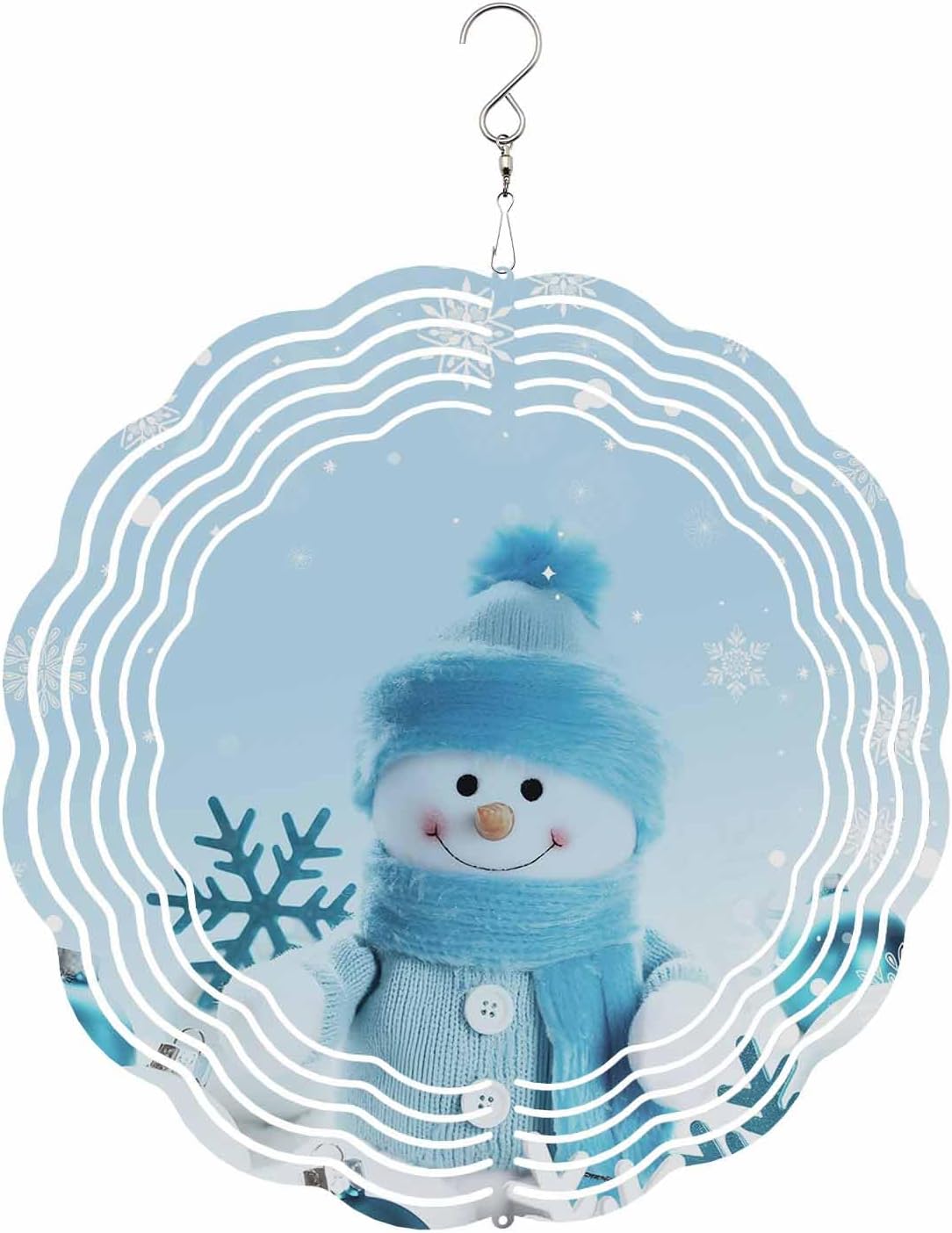 Wind Spinners for Yard and Garden- Christmas Tree 3D Metal Wind Sculptures & Spinners Hanging Red Christmas Balls Stainless Steel Kinetic Art Indoor Outdoor Decor 10 Inches, Snowflake