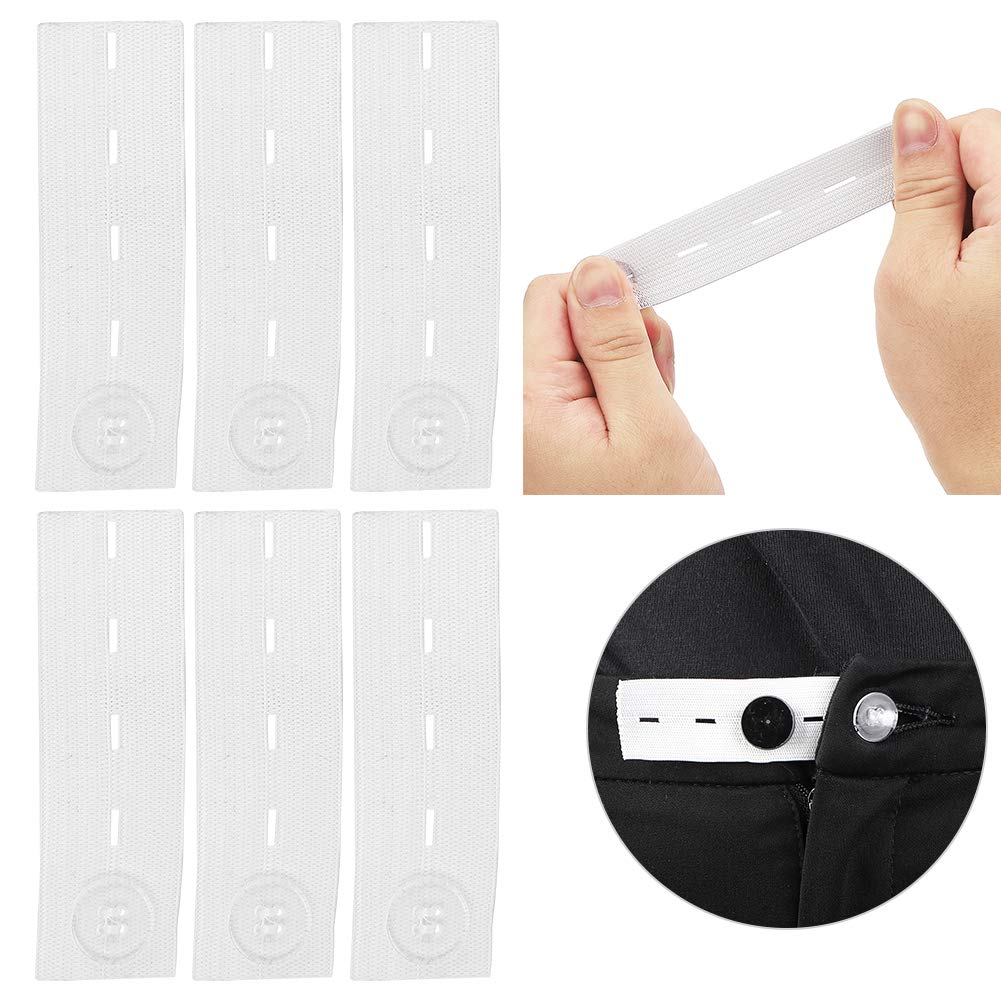 GOTOTOP 6 piezas cinturón extensión hebilla pantalones de maternidad ajustables extender banda elástica cinturón de embarazo blanco y negro cinturón ventral (blanco)