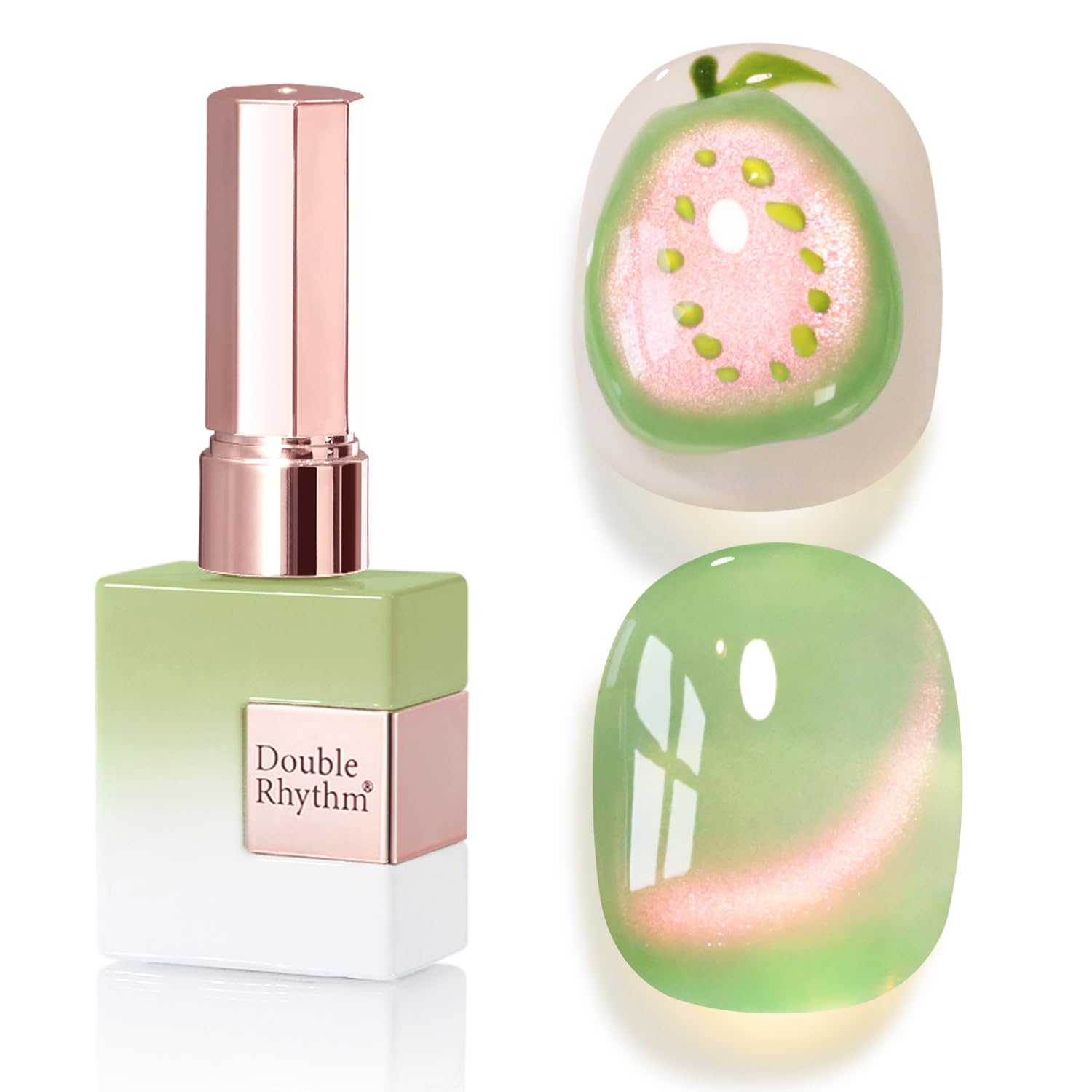 Double Rhythm 0.5 OZ Cat Eye Gel Polish with Magnet 15ML Holographic Glitter Shimmer Translucent Jelly Color Magnetic Nail Polish Salon DIY at Home (