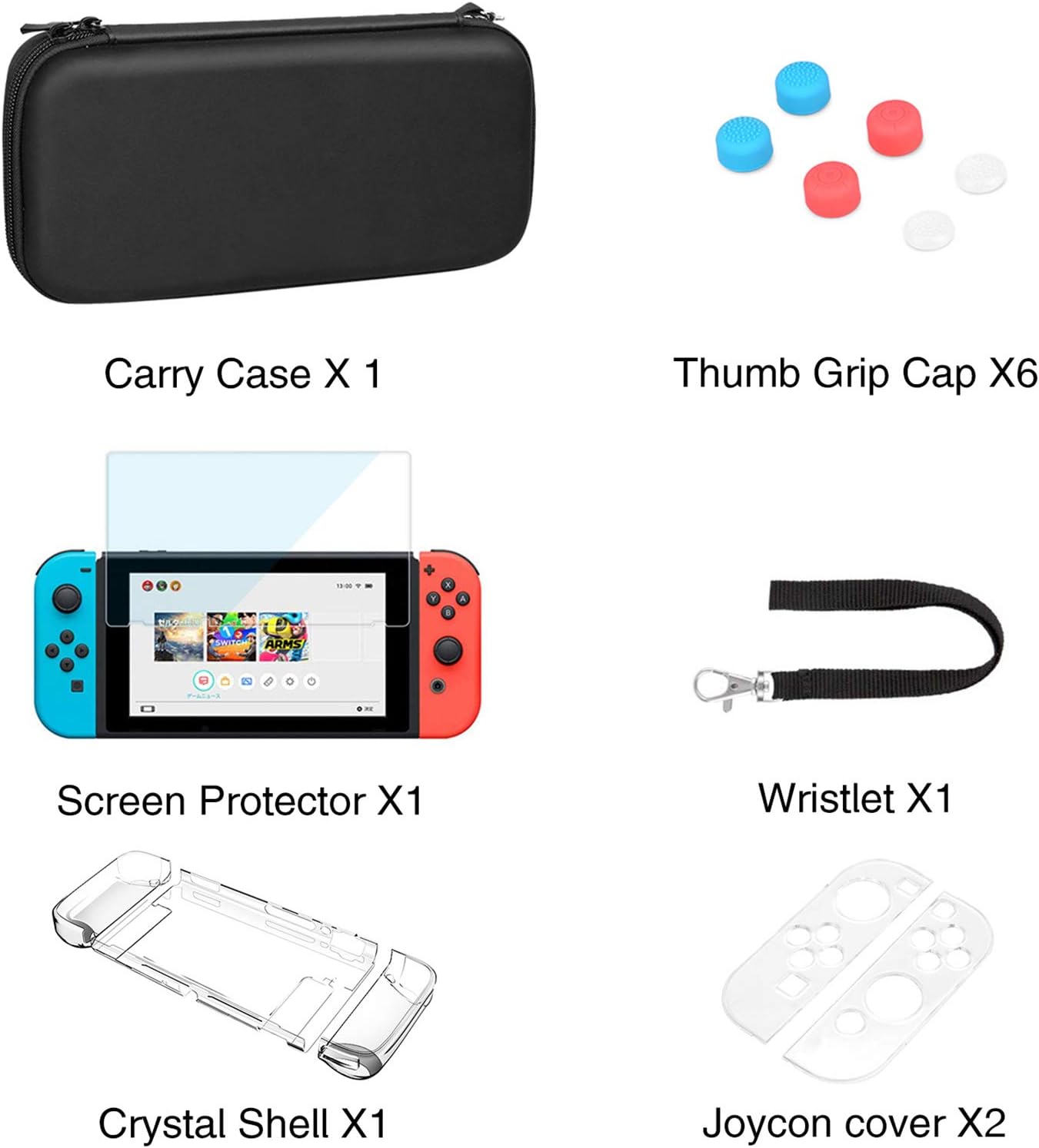 HEYSTOP Case for Nintendo Switch OLED Model, Protection for Switch OLED Switch Case OLED Kit Accessories Cover for Nintendo Switch OLED with Tempered Glass Screen and Thumb Covers Grips - Image 2