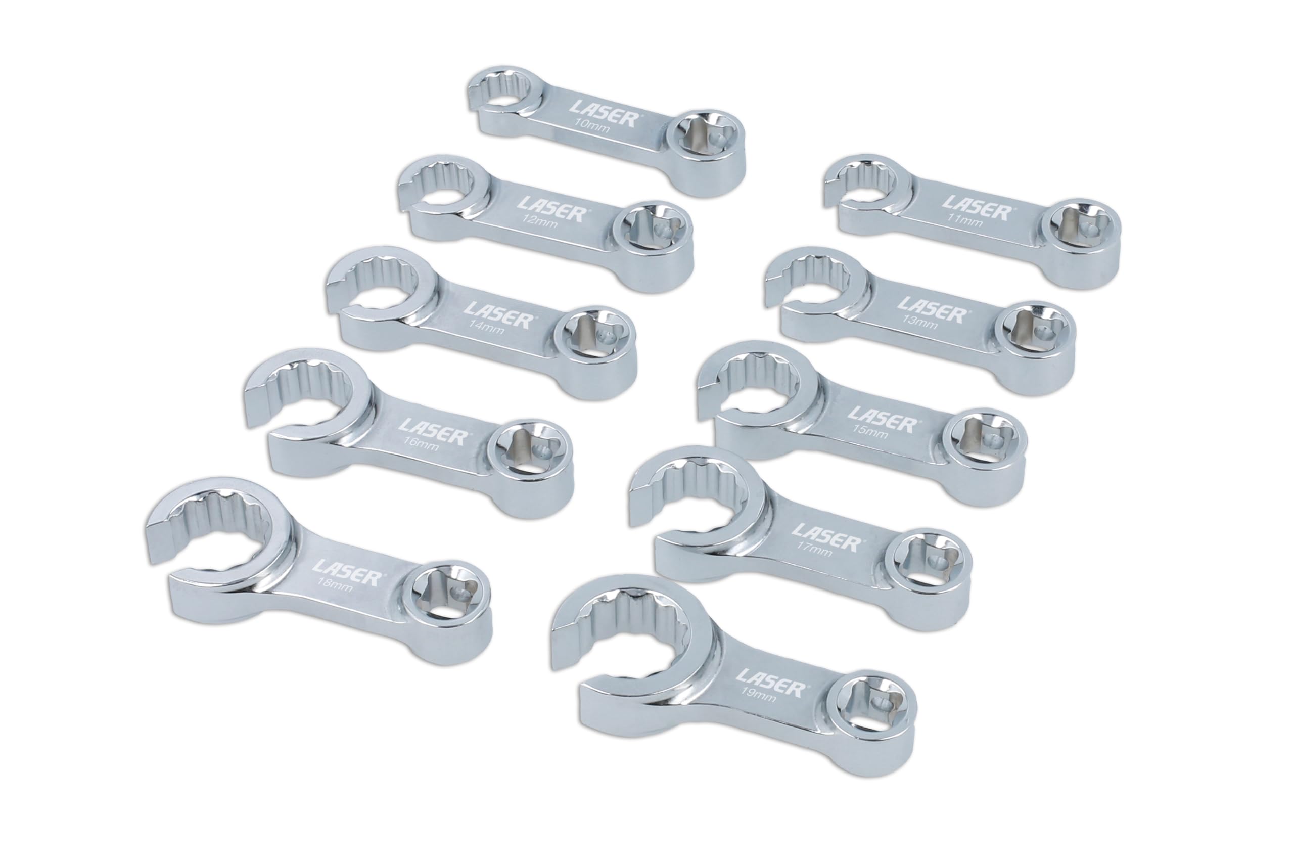 LASER 8977 Brake Pipe Spanner Set 10-19mm Chrome Vanadium Steel With EVA Tray
