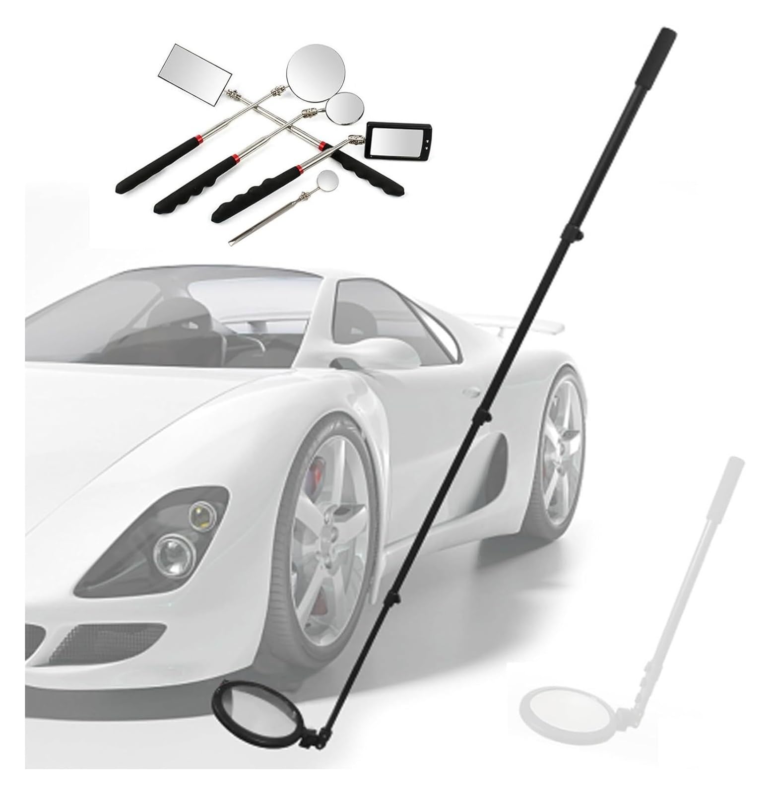 YNIYUJKL Under Vehicle Inspection Mirror, Under Vehicle Inspection Mirror With Led Lighted, Swivel Extendable Car Inspection Mirror