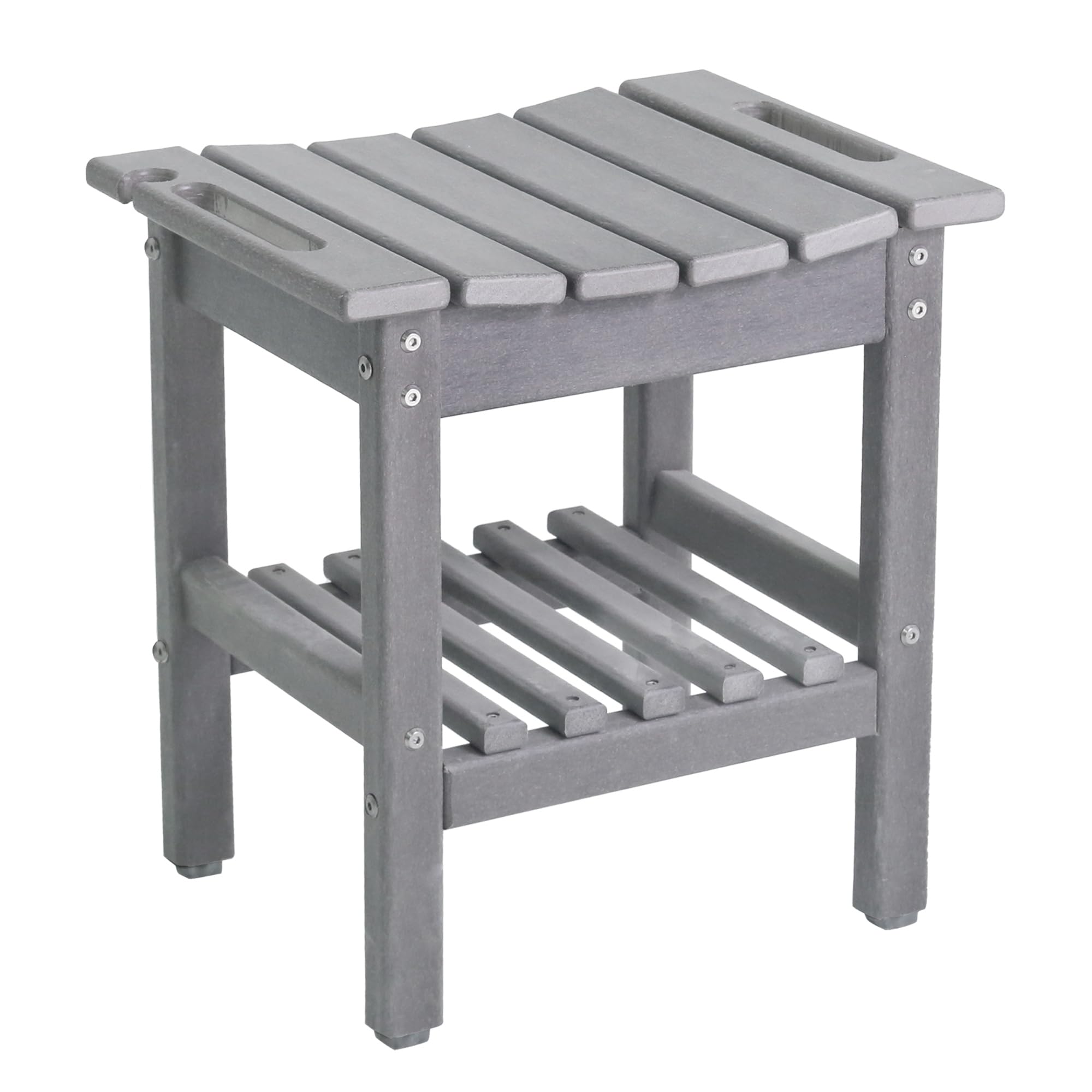 VOQNIS Shower Bench with Storage Shelf, HDPE Material Waterproof, Bathtub Side Table, Suitable for Bathroom Shower Stool, Suitable for All Ages (Grey)