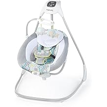 Ingenuity SimpleComfort Lightweight Compact 6-Speed Multi-Direction Baby Swing, Vibrations &amp; Nature Sounds, 0-9 Months 6-20 lbs (Everston)