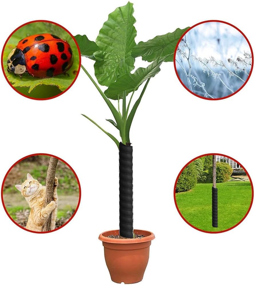 Lot de 6 protections pour tronc d'arbre, 2 tailles, noir