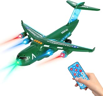 ele ELEOPTION Transport Airplane Toy Aeroplane Infrared Remote Control Plane Toys with Lights and Music for 3 4 5 6 7 8 Year Old Boys Girls Kids Toddlers Gift Army Green