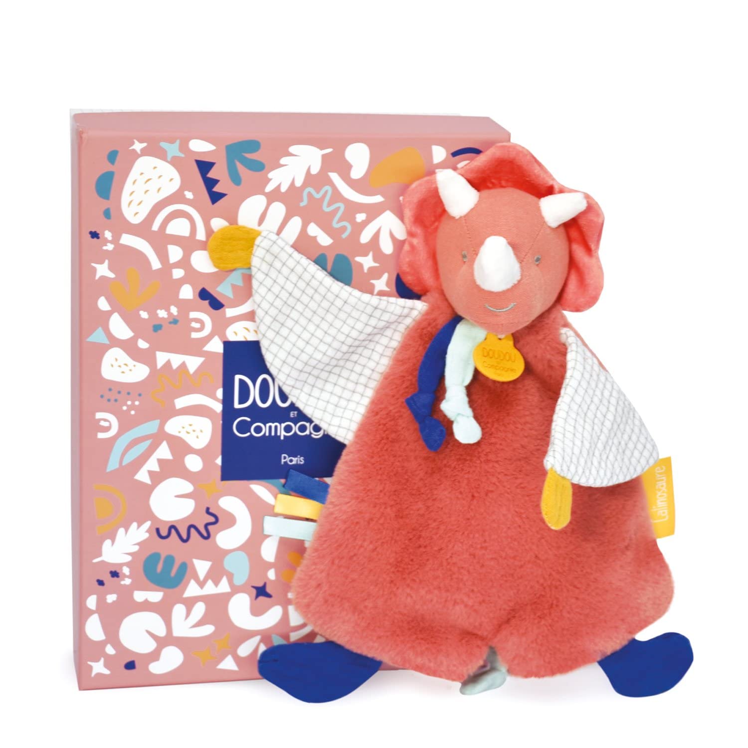 Doudou et Compagnie - Doudou Dinosauro - Doudou piatto - Terracotta - 25 cm - Les CALINOSAURES - DC3945