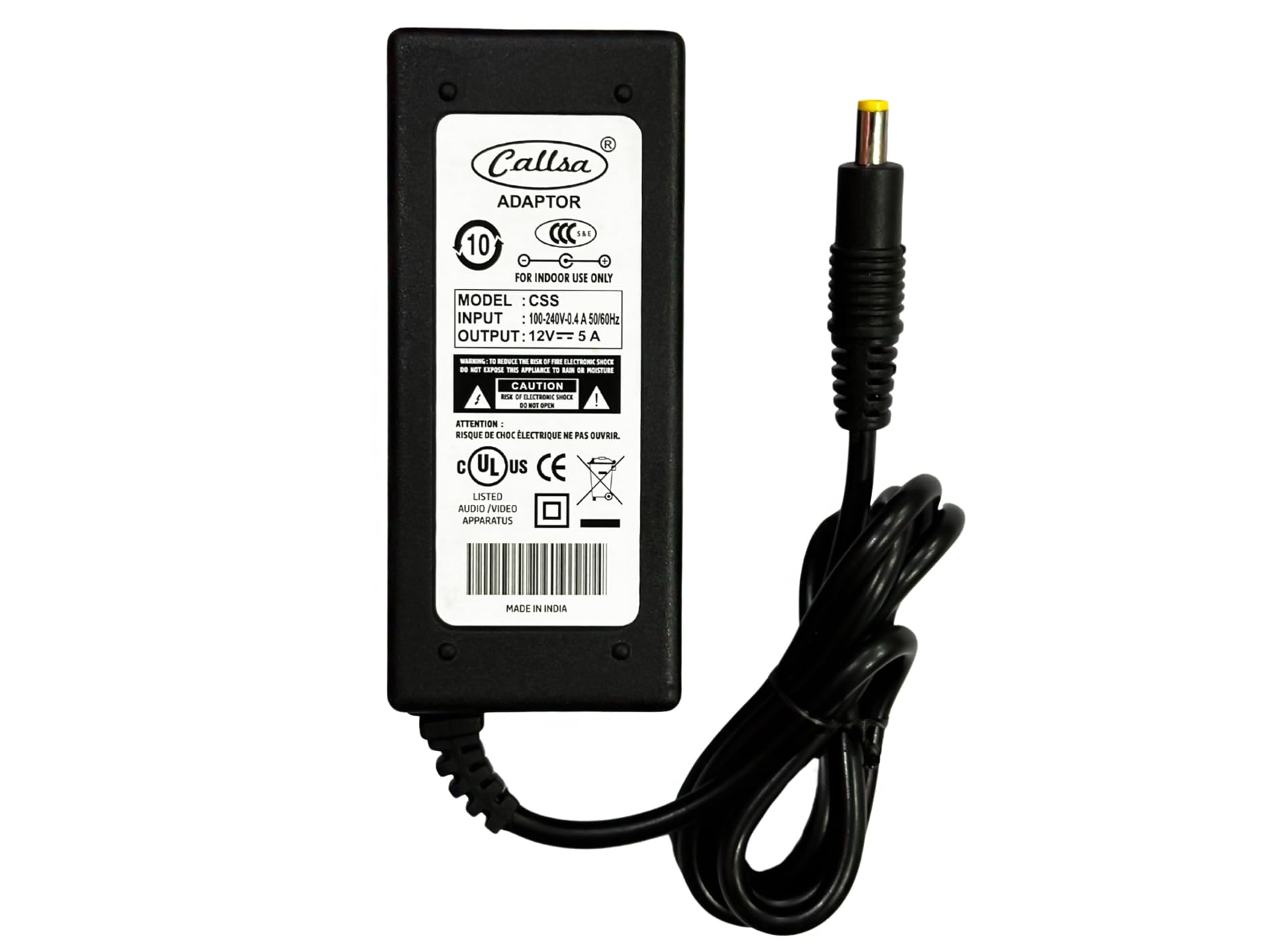 Callsa 12v 5amp 60 Watt Adapter, Power Supply, SMPS for LCD Monitor, TV, LED Strip, NVR, DVR, CCTV (Input: 220V-100Hz 50mA Output 12volt 5a) Black (B0CX2NTKQL) Amazon Price History, Amazon Price Tracker