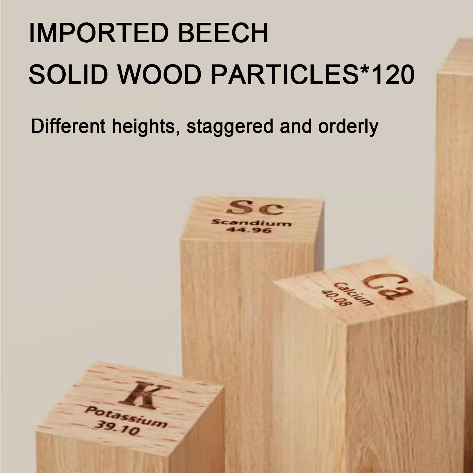 Tavola Periodica degli Elementi Chimici in Legno Massello, 120 Pezzi di Puzzle in Legno, con Schienale Regolabile in 5 Posizioni, Confronto tra Cinese E Inglese, per Insegnante/Studente