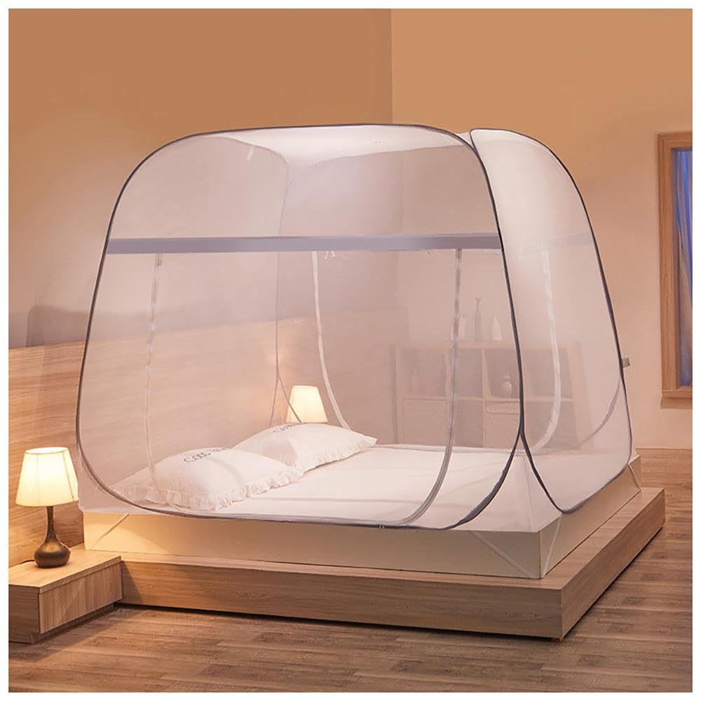 Moustiquaire portable pour lit avec ouverture pop-up automatique et maille fine