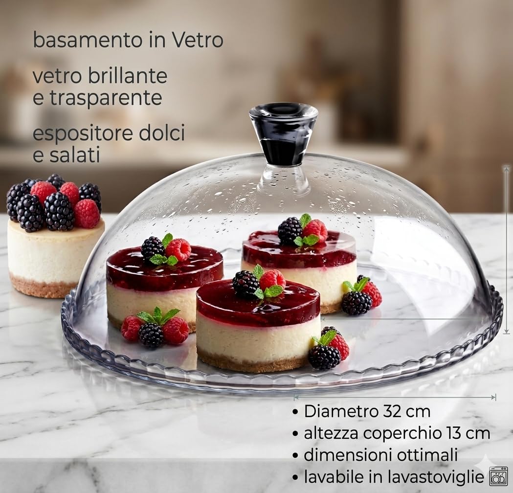 Porta Dolce èlègant Patisserie in Vetro Brillante cm 32
