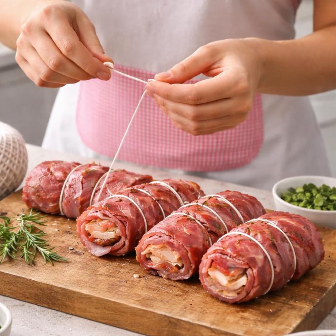 Spago da Cucina Bianco, 30 Metri, 75% Cotone e 25% Polipropilene, per Arrosti, Involtini, Pollo e Grigliate