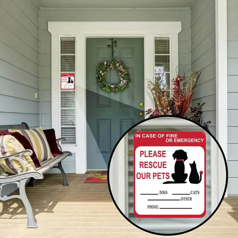 Image of Adullpony in Case of Fire or Emergency Please Rescue Our Pets Stickers - Pet Alert Safety Stickers, 5x4 inch Pet Fire Rescue Signs for Car and Home Windows 6PCS