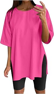 Damen Cardigan Sommer Shirt Kurzarm Blusen Sommer Lockere Tops Funktionsshirt Tunika Locker mit Schlitzen Wanderpullover