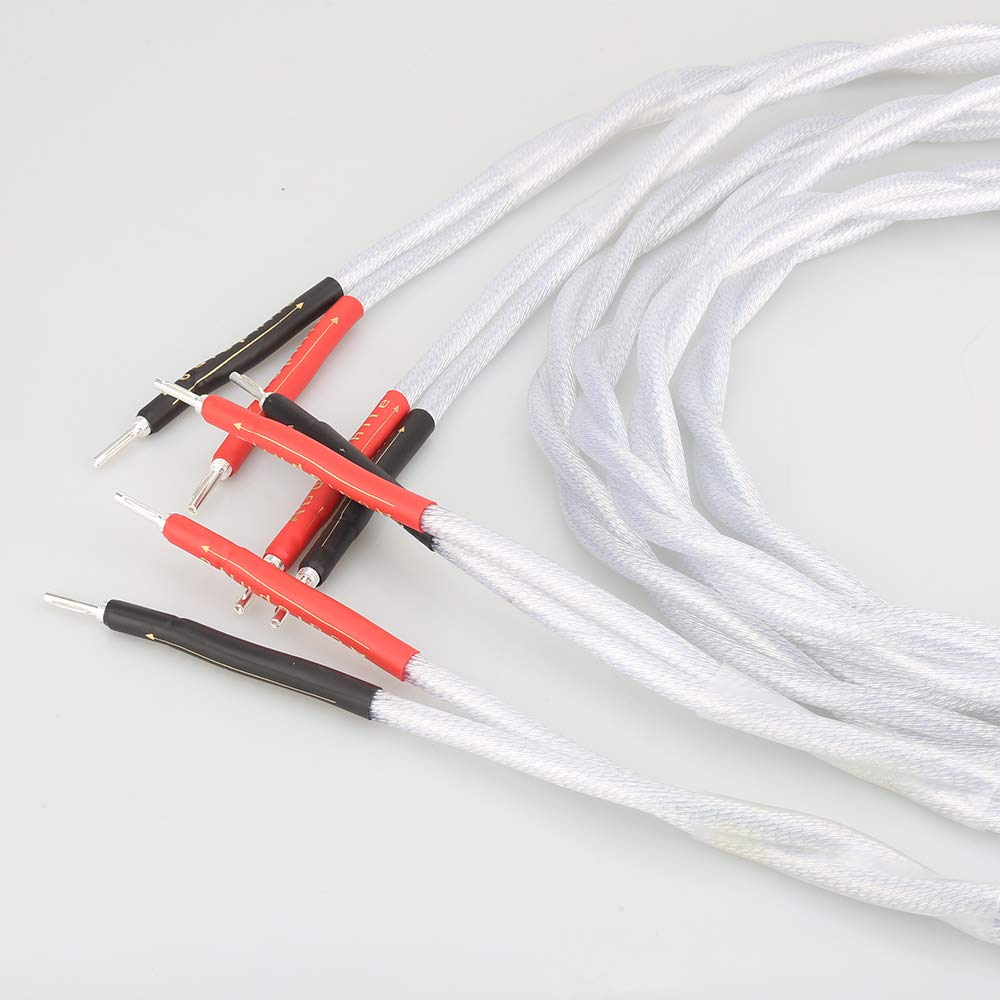 Cavo Altoparlante Placcato Argento A58 di Alta qualità 5N Single HiFi 4 Cavi Altoparlante Argento Placcato Cavo Altoparlante (Length : 1.5m)