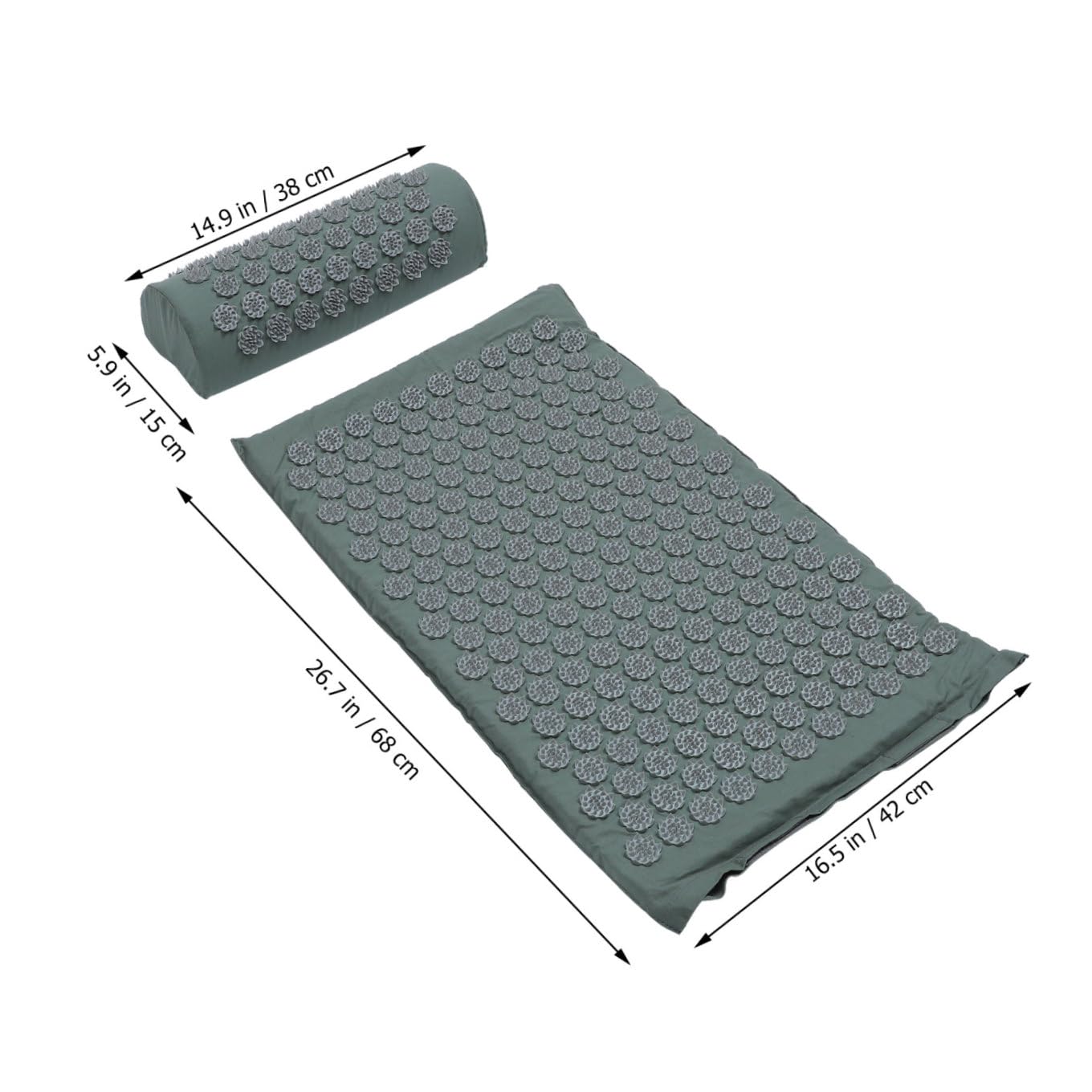 ibasenice Ensemble de 2 Tapis D'acupression et Oreillers de Massage Pratiques Gris, Tapis Anti-dérapant Longue Taille, Stimulation Points D'acupuncture pour Relaxation Musculaire et Sommeil