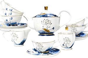 Vintage Blue Bone China Tea Set