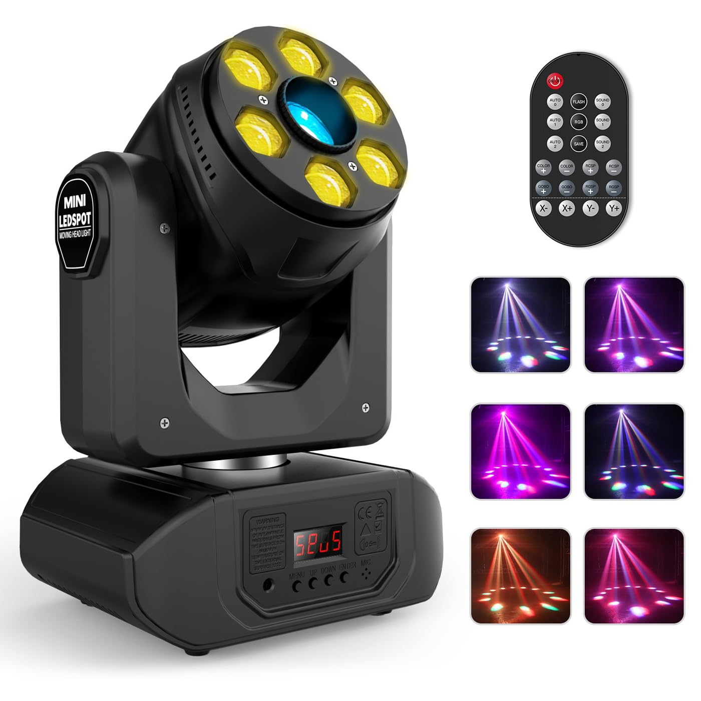 Attrezzatura per luci a Testa Mobile per DJ, Luce stroboscopica a LED con Controller DMX, Telecomando, Rotazione Orizzontale di 540° e Verticale di 270°, luci da Discoteca per Interni per Feste 1pcs