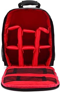 SVKVBNLNGK Digital SLR Bolsa de cámara Pequeña cámara de cámara Video Mochila Impermeable Multifuncional Transpirable Bolsa de cámara Bolsa para cámara(Rosso)