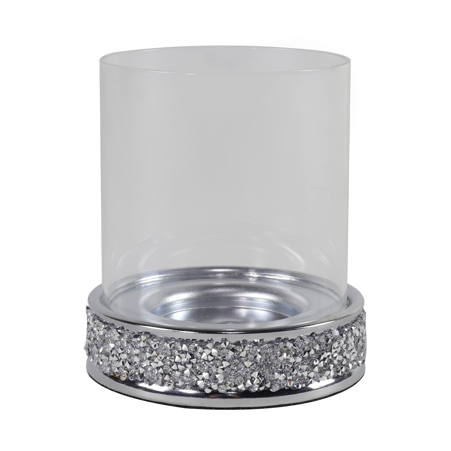 WiseAccordioSliver Beaded Crystal Tealight Holder | Jar Dazzling, crystal adornments Candle Holder | Creative Tea Light holder for Dinner Party Wedding bedroom or living room| Height: 11.5cm