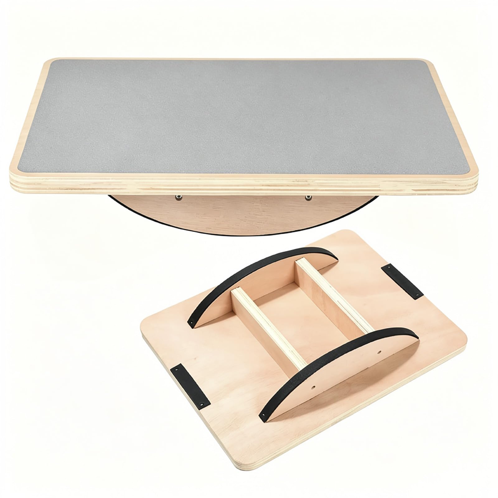 Balance Board - Tavola oscillante in legno per adulti, antiscivolo, per fisioterapia e forza del core, ideale per scrivania in piedi con supporto alla caviglia