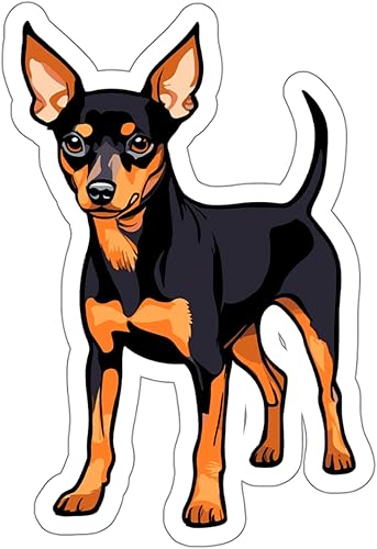 Pegatina de Pinscher en miniatura resistente a la intemperie, vinilo pequeño impermeable para botella de agua, taza, libro de pasaportes, libro de