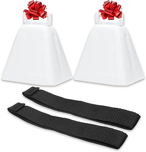 Bevin Bells Campanas de vaca de larga distancia 10LD  Campanas de Navidad  Hecho de acero, hace ruido fuerte  Mango de correa blanca  Más fácil de