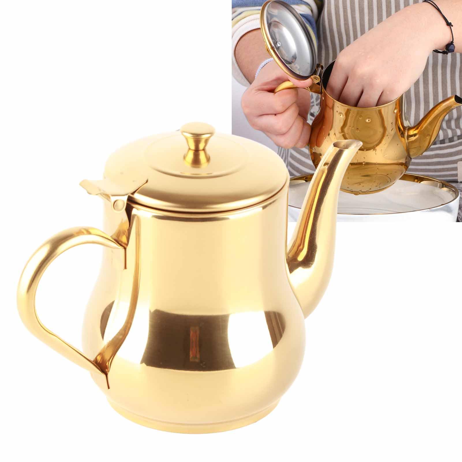 Teiera in Acciaio Inossidabile da 2 Litri, Elegante, Addensata, per Caffè, Teiera, Bollitore per Cucina Domestica, Ristorante Dell'hotel(Bocca lunga da 2 litri
