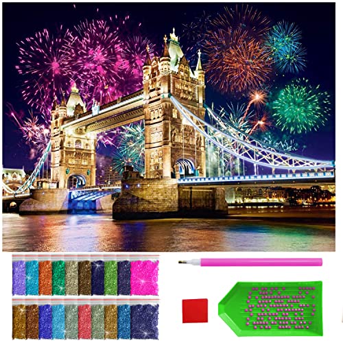 ARTULIO Kit de pintura de diamante 5D DIY - Tower Bridge (Londres) para Año Nuevo - 30x40cm - Pintura diamante DIY, bordado de punto de cruz Rhinestone Diamond Painting