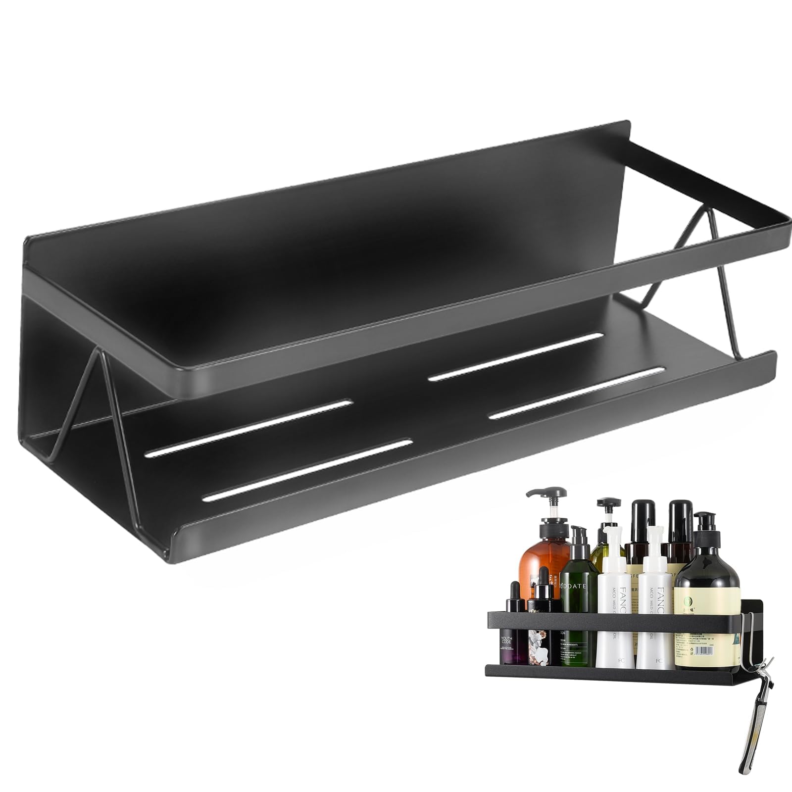 Amazon｜マグネット バスルーム ラック ブラック 浴室ラック 浴室収納