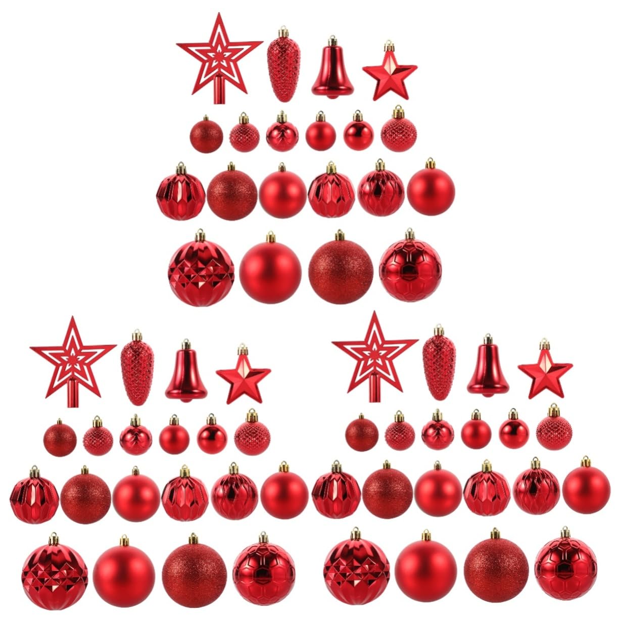 Boules de Noël plastique et étoile de sapin Cabilock, ornements suspendus de Noël scintillants
